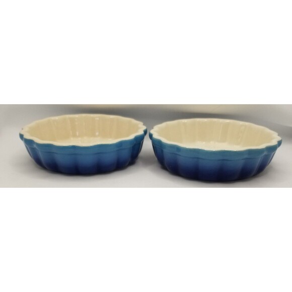 ROCQ Parisian Patisserie 5" Tart Flan Quiche Baking Ramekin Dish blue pair - Picture 2 of 11